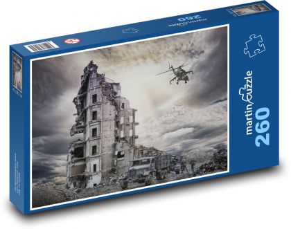 Zerstörtes Haus - Krieg, Soldaten - Puzzle - 260 Teile
