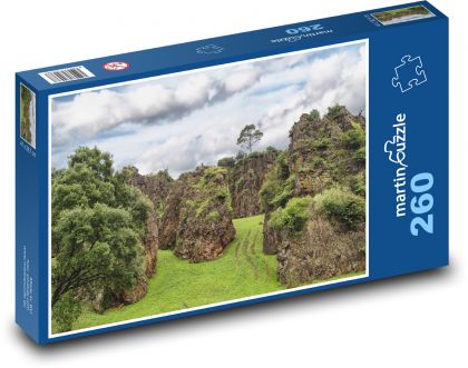 Skały - krajobraz, drzewa - Puzzle 260 elementów, rozmiar 41x28,7 cm