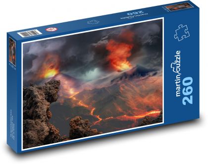 Volcano eruption - lava, smoke - Puzzle 260 pieces, size 41x28.7 cm 