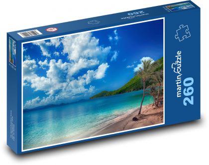 Sandy beach - sea, palm trees - Puzzle 260 pieces, size 41x28.7 cm 