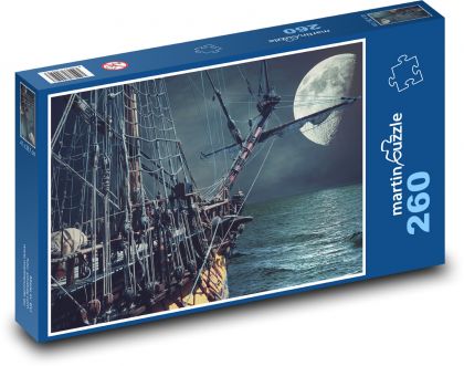 Měsíc nad mořem - loď, oceán - Puzzle 260 dílků, rozměr 41x28,7 cm