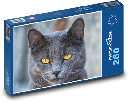 Czarny kot - zwierzak, zwierzę - Puzzle 260 elementów, rozmiar 41x28,7 cm