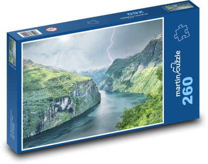 Řeka mezi horami - skály, příroda - Puzzle 260 dílků, rozměr 41x28,7 cm