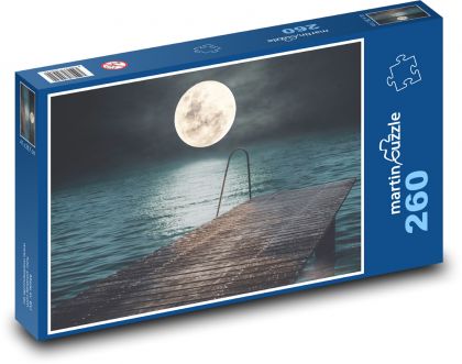 Moon above sea level - pier at night, ocean - Puzzle 260 pieces, size 41x28.7 cm 