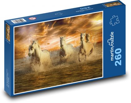 Running horses on the beach - beach, sunset - Puzzle 260 pieces, size 41x28.7 cm 