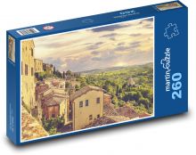 Mesto na kopci - domy, budovy Puzzle 260 dielikov - 41 x 28,7 cm