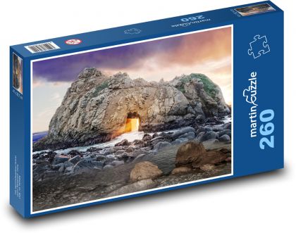 Light in the rock - sea, sunset - Puzzle 260 pieces, size 41x28.7 cm 