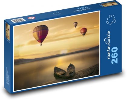Flying balloons - lake, boats - Puzzle 260 pieces, size 41x28.7 cm 
