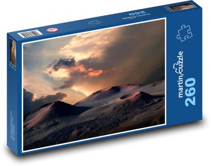 Sopky - kráter, západ slunce  - puzzle 260 dílků