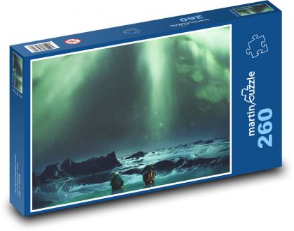 Zorza polarna - lód, zima - Puzzle 260 elementów, rozmiar 41x28,7 cm