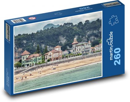 Domy pri pláži - promenáda, more - Puzzle 260 dielikov, rozmer 41x28,7 cm