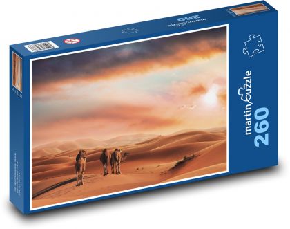 Písečné duny - velbloudi, poušť  - Puzzle 260 dílků, rozměr 41x28,7 cm