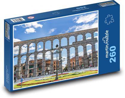 Akvadukt Segovie - Španělsko, Pyrenejský poloostrov - Puzzle 260 dílků, rozměr 41x28,7 cm