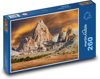 Hora - západ slnka, skalnatá krajina - Puzzle 260 dielikov, rozmer 41x28,7 cm