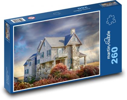 Kamenný dom - búrka, mraky - Puzzle 260 dielikov, rozmer 41x28,7 cm