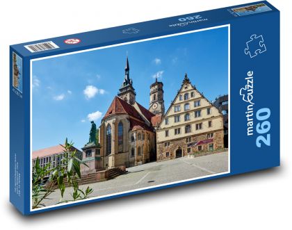 Stuttgart - Schillerplatz - Kostel - Puzzle 260 dílků, rozměr 41x28,7 cm