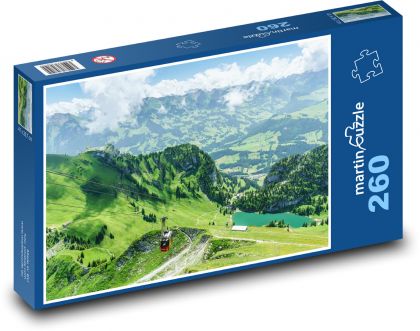 Alpy - lanovka, příroda - Puzzle 260 dílků, rozměr 41x28,7 cm