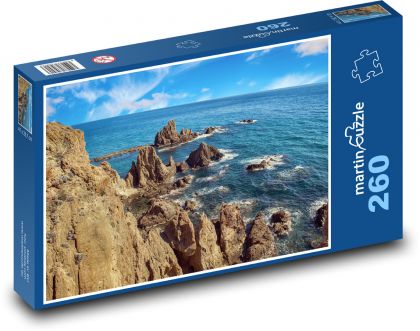 Klify w morzu - skały, ocean - Puzzle 260 elementów, rozmiar 41x28,7 cm