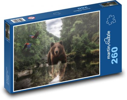 Medvěd - řeka, příroda - Puzzle 260 dílků, rozměr 41x28,7 cm