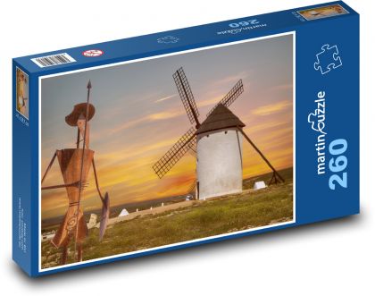 Młyn - zmierzch, zachód słońca - Puzzle 260 elementów, rozmiar 41x28,7 cm