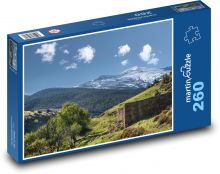 Krajobraz pod śniegiem - natura, alpinizm Puzzle 260 elementów - 41x28,7 cm