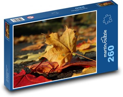 Jesień - suszone liście, przyroda - Puzzle 260 elementów, rozmiar 41x28,7 cm