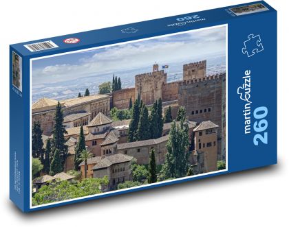 Španělsko, Andalusie, Granada, Alhambra, pevnost - Puzzle 260 dílků, rozměr 41x28,7 cm