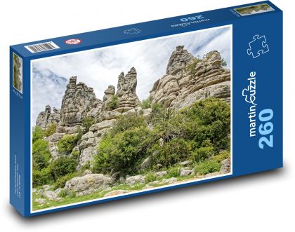 Španělsko - Malaga, skála - Puzzle 260 dílků, rozměr 41x28,7 cm