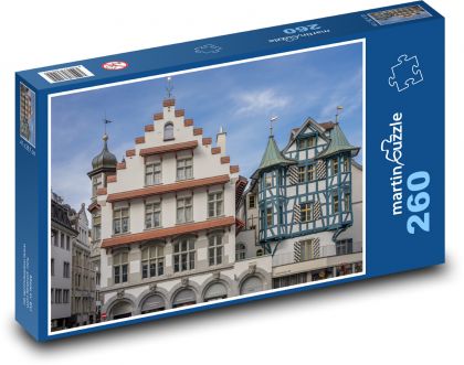 Švýcarsko - Evropa, domy - Puzzle 260 dílků, rozměr 41x28,7 cm