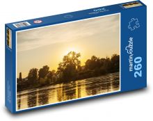 Zachód słońca - zmierzch, rzeka Puzzle 260 elementów - 41x28,7 cm