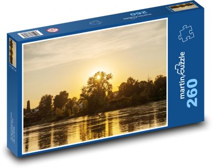 Západ slnka - súmrak, rieka - Puzzle 260 dielikov, rozmer 41x28,7 cm