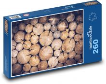 Kmeny stromů - palivové dřevo, hromada Puzzle 260 dílků - 41 x 28,7 cm