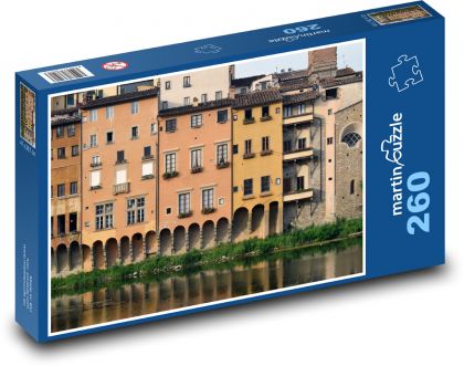 Florencie - Itálie, budovy u řeky - Puzzle 260 dílků, rozměr 41x28,7 cm