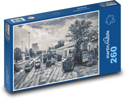 Railway stations - trains, tracks - Puzzle 260 pieces, size 41x28.7 cm 