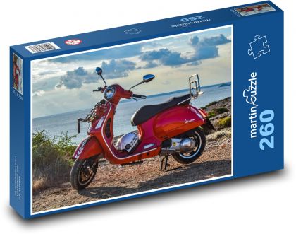 Vespa - motocykl, vozidlo - Puzzle 260 dílků, rozměr 41x28,7 cm