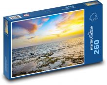 Zachód słońca - chmury, plaża Puzzle 260 elementów - 41x28,7 cm