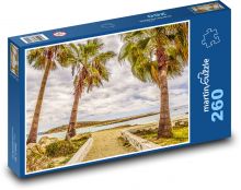 Palmy na jeseň - Cyprus, pláž Puzzle 260 dielikov - 41 x 28,7 cm 