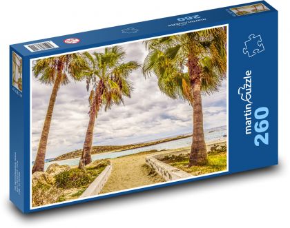 Palmy na jeseň - Cyprus, pláž - Puzzle 260 dielikov, rozmer 41x28,7 cm
