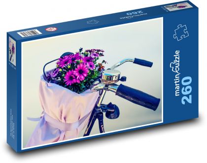 Bicycle - Basket of flowers, retro - Puzzle 260 pieces, size 41x28.7 cm 