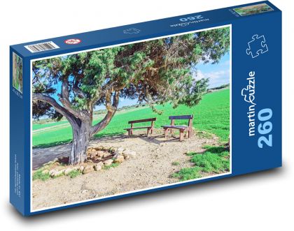Strom na vidieku - park, lavička - Puzzle 260 dielikov, rozmer 41x28,7 cm