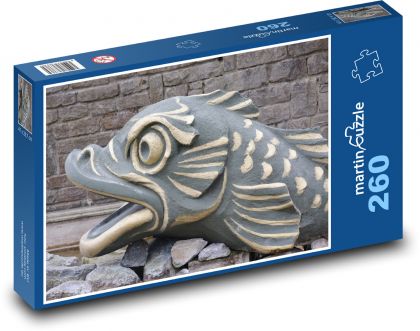 Ryba - socha, kámen - Puzzle 260 dílků, rozměr 41x28,7 cm