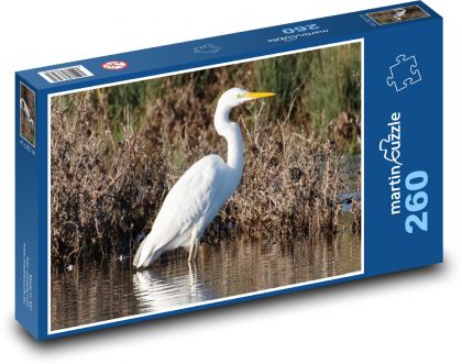 White heron - lake, wading bird - Puzzle 260 pieces, size 41x28.7 cm 