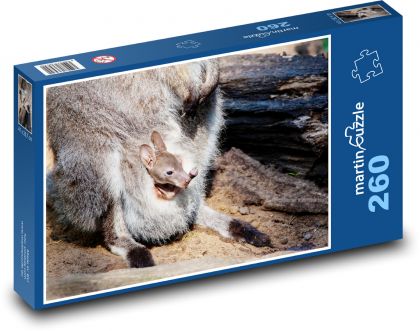Kangur - dziecko, zwierzę - Puzzle 260 elementów, rozmiar 41x28,7 cm