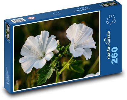 Okvětní lístky - bílé květy, rostlina - Puzzle 260 dílků, rozměr 41x28,7 cm