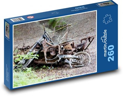 Motocykl - wrak, opuszczony - Puzzle 260 elementów, rozmiar 41x28,7 cm
