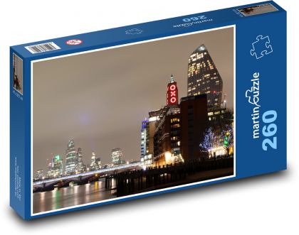 Panorama Londýna - noční záběr, Anglie - Puzzle 260 dílků, rozměr 41x28,7 cm