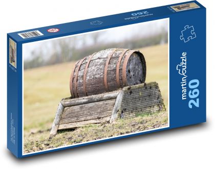 Old barrel - pole, barrel - Puzzle 260 pieces, size 41x28.7 cm 