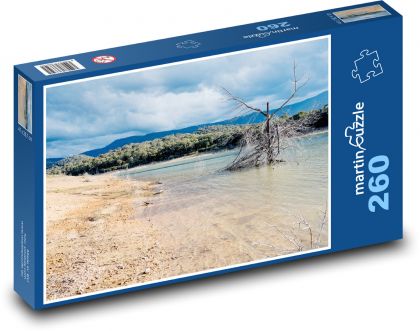 Jezioro - woda, zachód słońca - Puzzle 260 elementów, rozmiar 41x28,7 cm