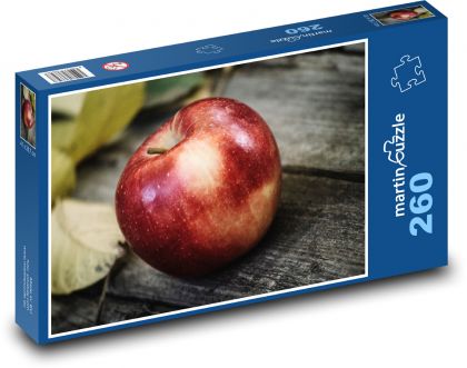 Červené jablko - ovoce, listy  - puzzle 260 dílků