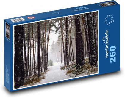 Las w zimie - drzewa, śnieg - Puzzle 260 elementów, rozmiar 41x28,7 cm